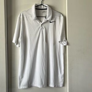 Cool Nike Golf Men’s Active Polo, Dri-Fit, Size Large, white, mesh pique slub